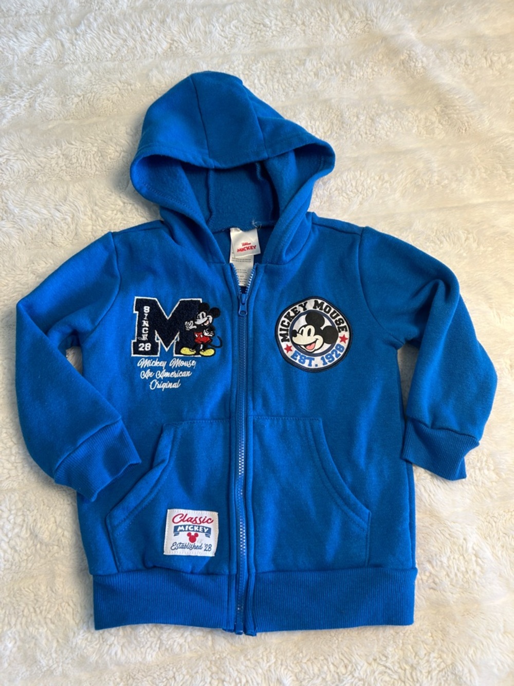 Disney Royal Blue Kids Mickey Patch Zip Hoodie